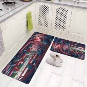 BELLA TRUE Rubber Kitchen Mat (Natural Green, Pack of 2, Large)