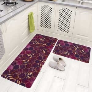 BELLA TRUE Rubber Kitchen Mat (Wine, Pack of 2, Large)