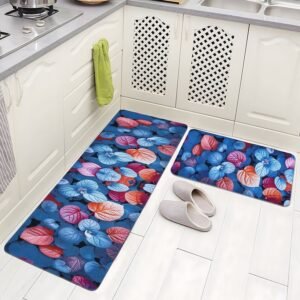 BELLA TRUE Rubber Kitchen Mat (Natural Blue, Pack of 2, Large)