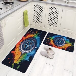 BELLA TRUE Rubber Kitchen Mat (Black, Pack of 2, Large)