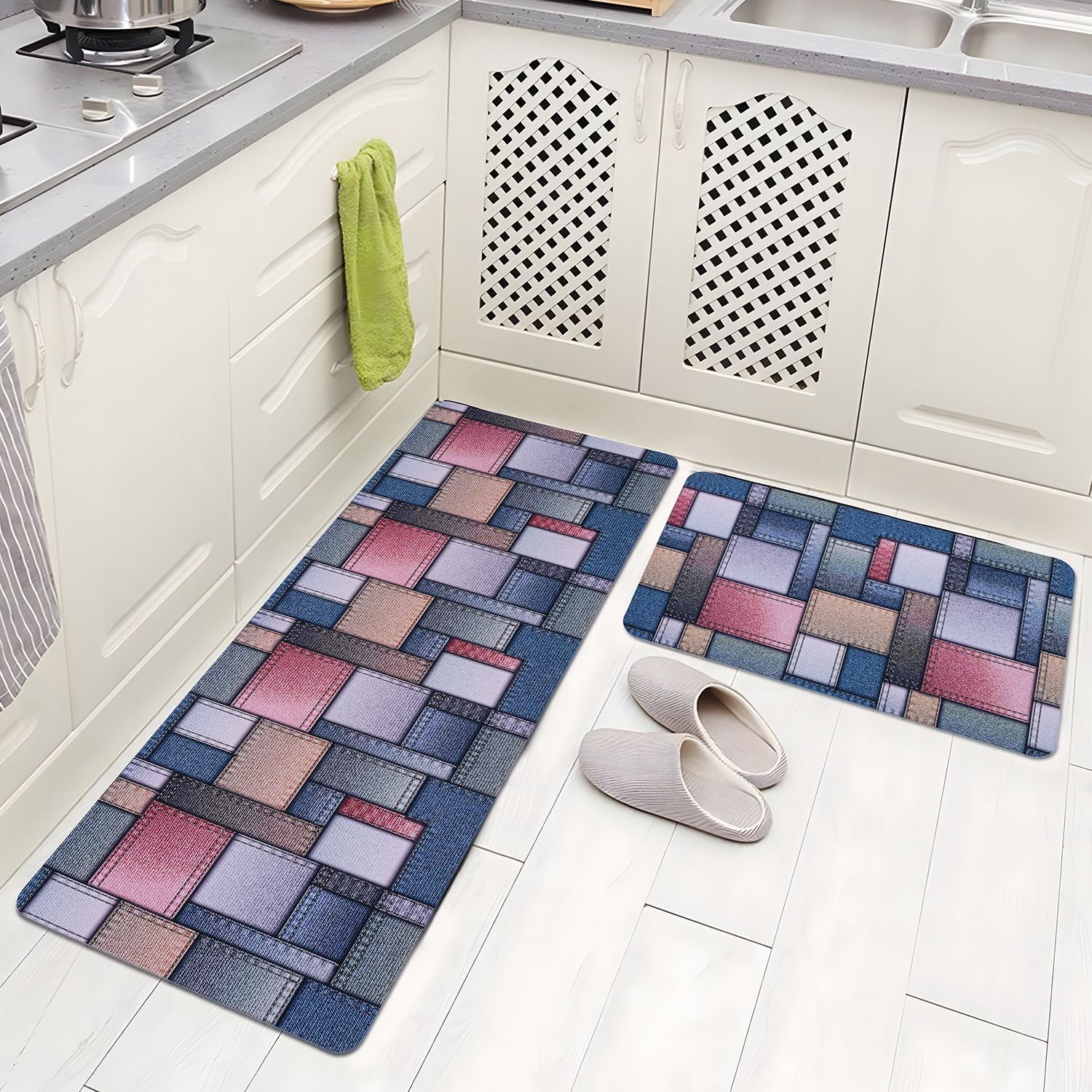 BELLA TRUE Rubber Kitchen Mat (Grey, Pack of 2, Large)