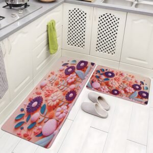 BELLA TRUE Rubber Kitchen Mat (Peach, Pack of 2, Large)