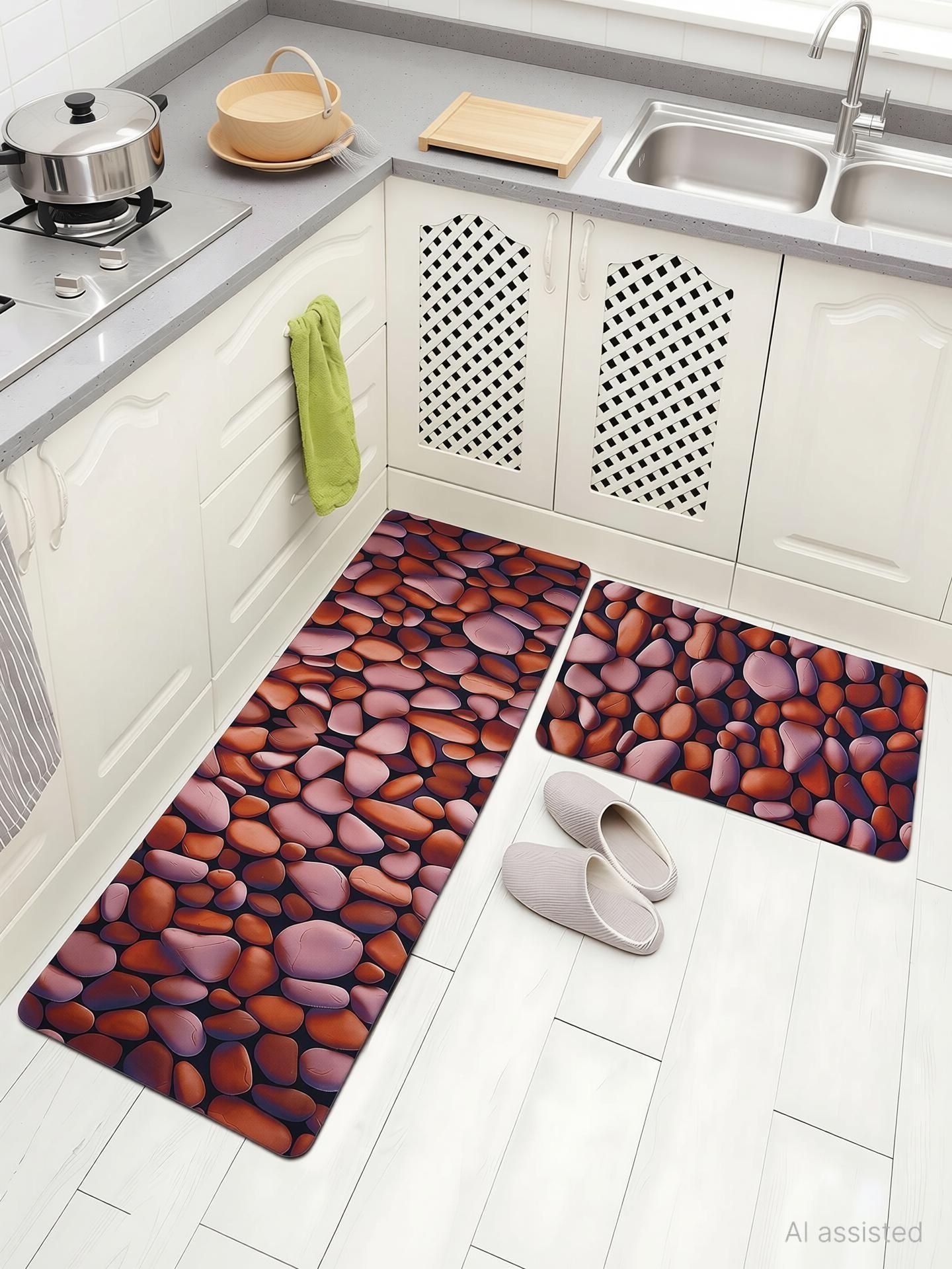 BELLA TRUE Rubber Kitchen Mat (Brown, Pack of 2, Large)