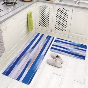 BELLA TRUE Rubber Kitchen Mat (Blue, Pack of 2, Large)