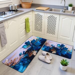 BELLA TRUE Rubber Kitchen Mat (Turquise, Pack of 2, Large)