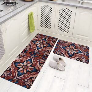BELLA TRUE Rubber Kitchen Mat (Mix Brown, Pack of 2, Large)