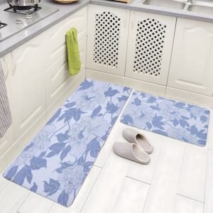 BELLA TRUE Rubber Kitchen Mat (Blue, Pack of 2, Large)