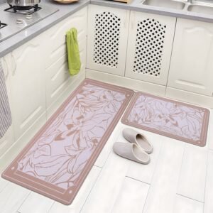 BELLA TRUE Rubber Kitchen Mat (Peach, Pack of 2, Large)