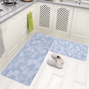 BELLA TRUE Rubber Kitchen Mat (Light Blue, Pack of 2, Large)