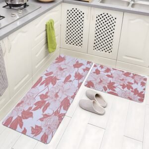BELLA TRUE Rubber Kitchen Mat (Orange, Pack of 2, Large)