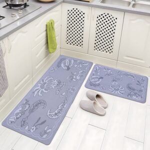 BELLA TRUE Rubber Kitchen Mat (Grey, Pack of 2, Large)