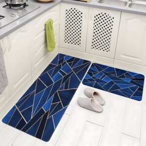 BELLA TRUE Rubber Kitchen Mat (Blue, Pack of 2, Large)