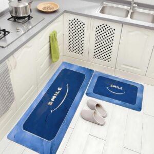 BELLA TRUE Rubber Kitchen Mat (Blue, Pack of 2, Large)