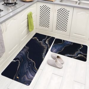 BELLA TRUE Rubber Kitchen Mat (Black, Pack of 2, Large)