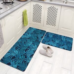BELLA TRUE Rubber Kitchen Mat (Teal, Pack of 2, Large)
