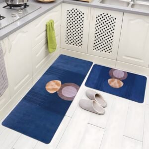 BELLA TRUE Rubber Kitchen Mat (Blue, Pack of 2, Large)