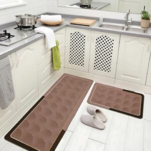 BELLA TRUE Rubber Kitchen Mat (Light Brown, Pack of 2, Large)