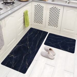 BELLA TRUE Rubber Kitchen Mat (Dark Blue, Pack of 2, Large)