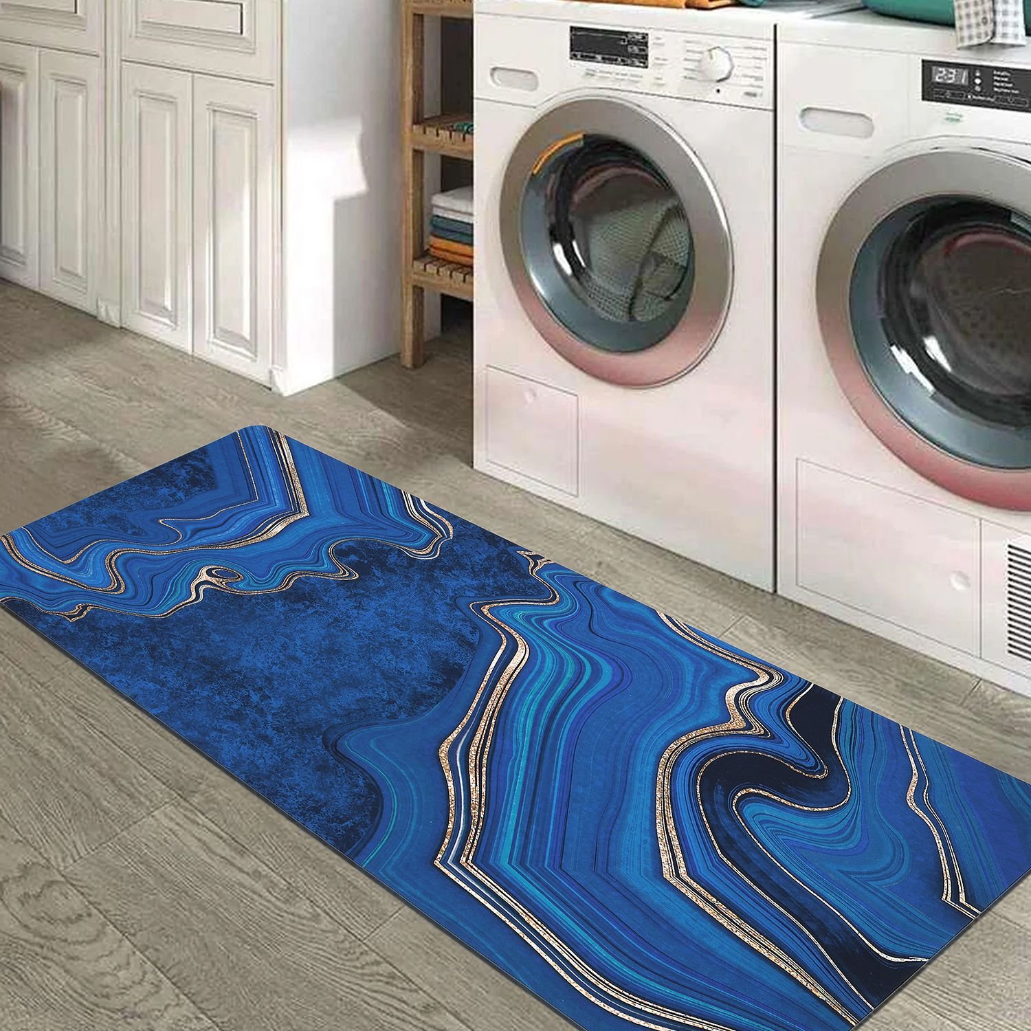 BELLA TRUE Rubber Kitchen Mat (Blue, Large)