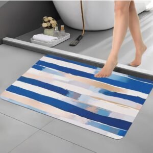 BELLA TRUE Rubber Bathroom Mat (Blue, Pack of 2, Medium)