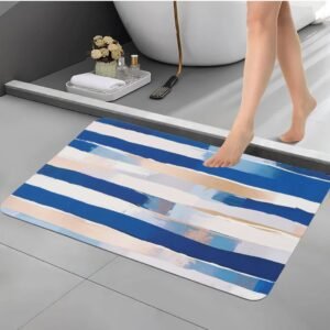 BELLA TRUE Rubber Bathroom Mat (Blue, Medium)