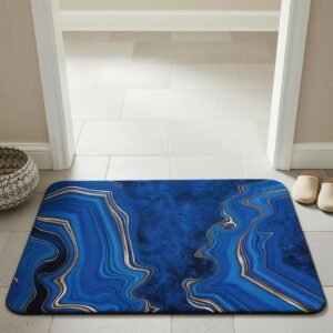 BELLA TRUE Rubber Bathroom Mat (Blue, Medium)