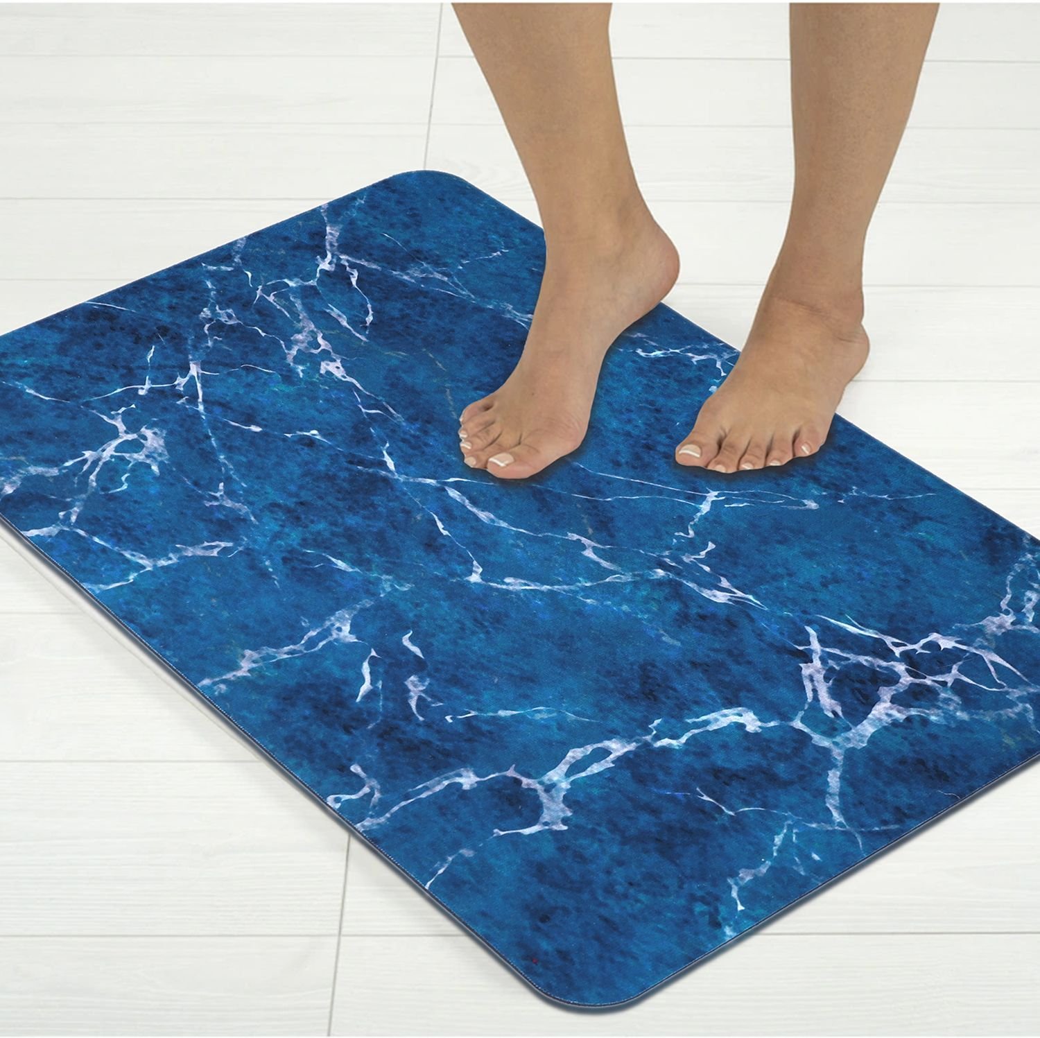 BELLA TRUE Rubber Bathroom Mat (Blue2, Medium)
