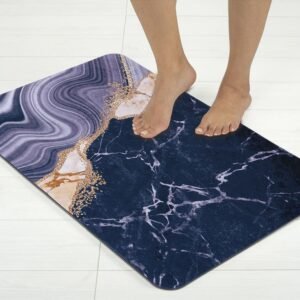 BELLA TRUE Rubber Bathroom Mat (Blue, Medium)