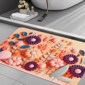 BELLA TRUE Rubber Bathroom Mat (Peach, Pack of 2, Medium)