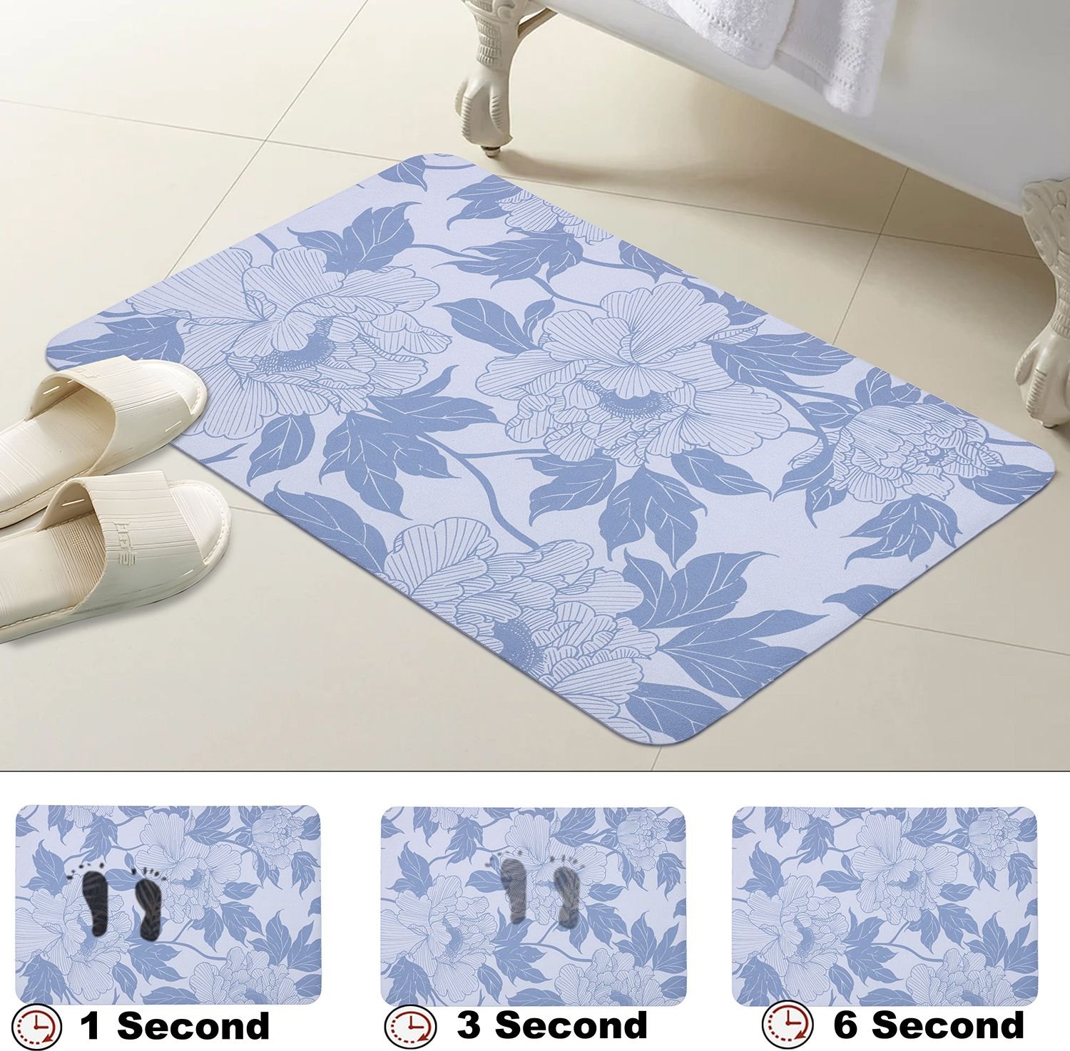 BELLA TRUE Rubber Bathroom Mat (Grey, Pack of 2, Medium)