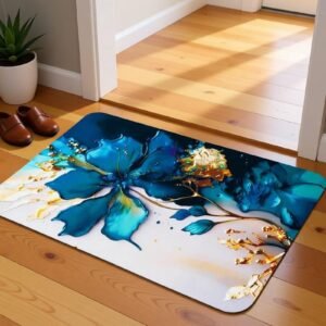 BELLA TRUE Rubber Bathroom Mat (Turquise, Medium)