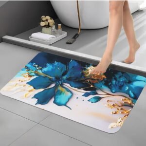 BELLA TRUE Rubber Bathroom Mat (Turquise, Pack of 2, Medium)