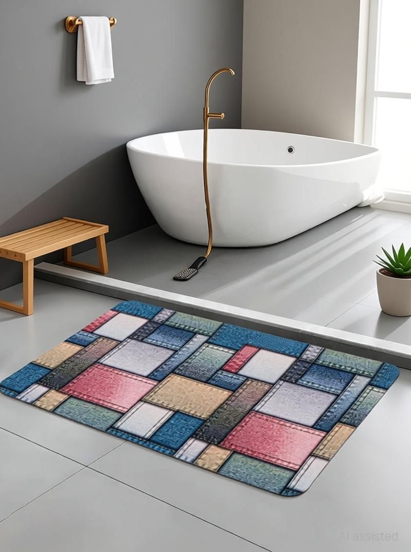 BELLA TRUE Rubber Bathroom Mat (Grey, Pack of 2, Medium)