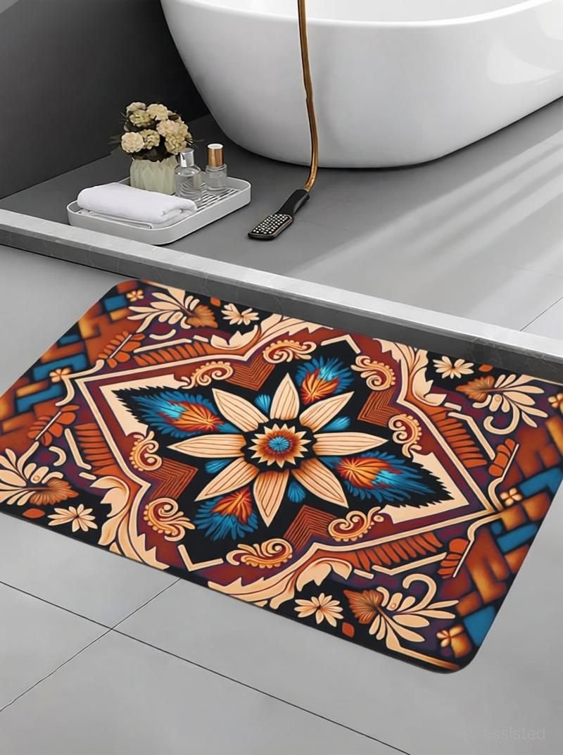 BELLA TRUE Rubber Bathroom Mat (Mix Brown, Medium)