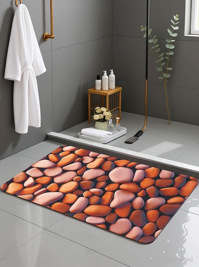 BELLA TRUE Rubber Bathroom Mat (Brown, Medium)