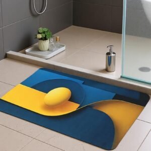 BELLA TRUE Rubber Bathroom Mat (Blue, Yellow, Medium)