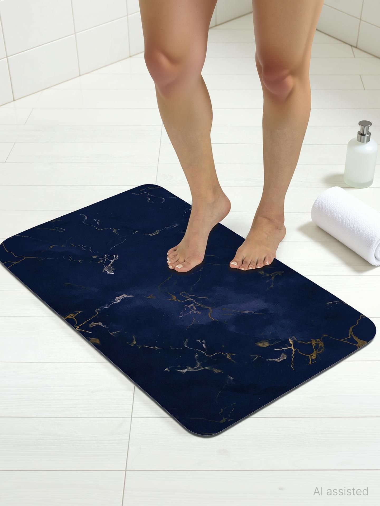 BELLA TRUE Rubber Bathroom Mat (Dark Blue, Medium)