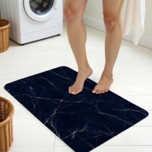 BELLA TRUE Rubber Bathroom Mat (Dark Blue, Medium)