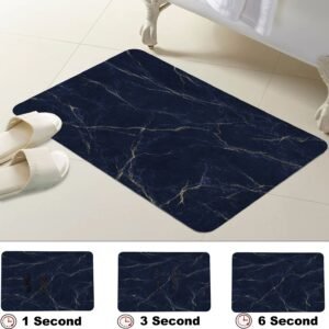 BELLA TRUE Rubber Bathroom Mat (Dark Blue, Pack of 2, Medium)